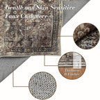 Area Rug 9×12, Large Vintage Boho Rug,Ultra-Soft Low Pile, Washable, Non Slip,Stain Resistant, Printed Carpet for Living Room Bedrooms Playroom Office Kitchen,Oat/Antiquity
