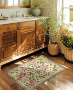 Door Mat Entrance 2x3 Rug - Floral Rugs Washable Small Area Rug Non-Slip Low Pile Carpet Throw Rugs for Indoor Entryway, Bedroom, Kitchen, Front Door, Entry, Kids Room - Brown