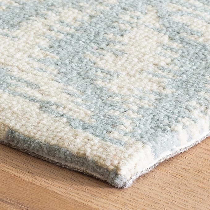 Dash & Albert Aster Sky Hand Micro Hooked Wool Rug, 5 X 8 Feet, Blue Geometric Pattern