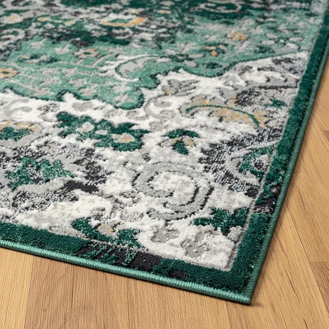 LUXE WEAVERS Moroccan Green 4x5 Medallion Area Rug for Living Rooms
