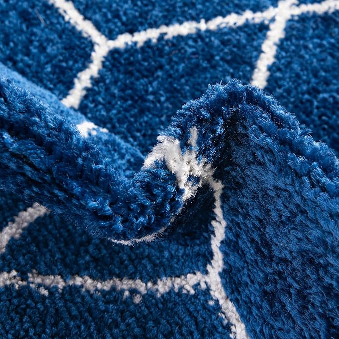 Unique Loom Trellis Frieze Collection Area Rug - Geometric (3' x 5' Oval, Navy Blue/ Ivory)