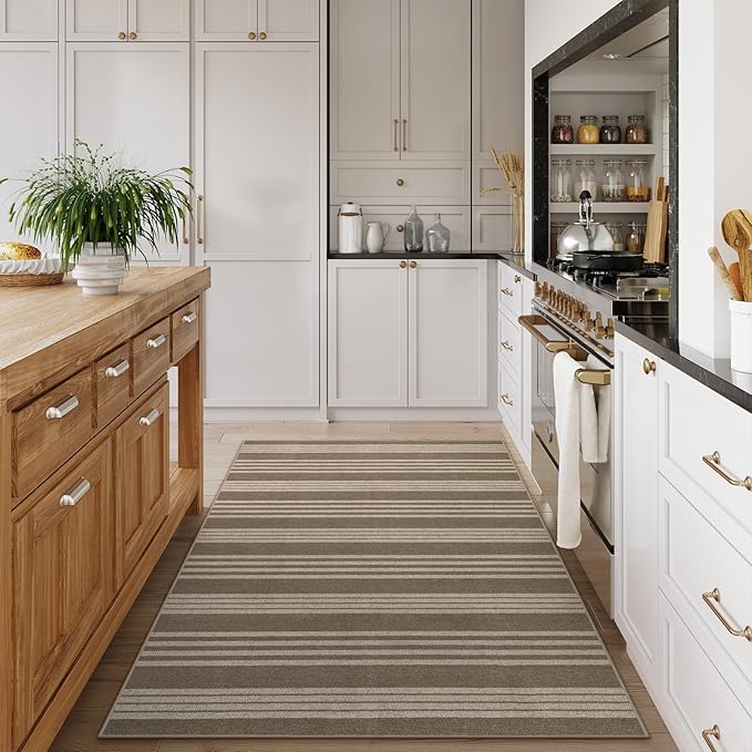 Lahome Striped Easy Jute Porch Rug, 3x5 Washable Rugs for Entryway Living Room, Farmhouse Nature Non Slip Non Shedding Indoor Outdoor Carpet for Entry Classroom Patio, Khaki