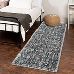 Lahome Moroccan Trellis Washable Runner Rug, 2x6 Kitchen Runners for Hallways 6 Feet Non Slip, Vintage Laundry Room Rug Ultra-Thin Long Carpet for Bathroom Bedroom Entryway, Black/Multi