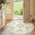 jinchan Round Rug 4ft Area Rug Vintage Floral Distressed Design Machine Washable Soft Non-Slip Low-Pile Ultra-Thin Circle Rug for Entryway Bedside Living Room Kitchen Nursery (4' Round, Apricot Multi)