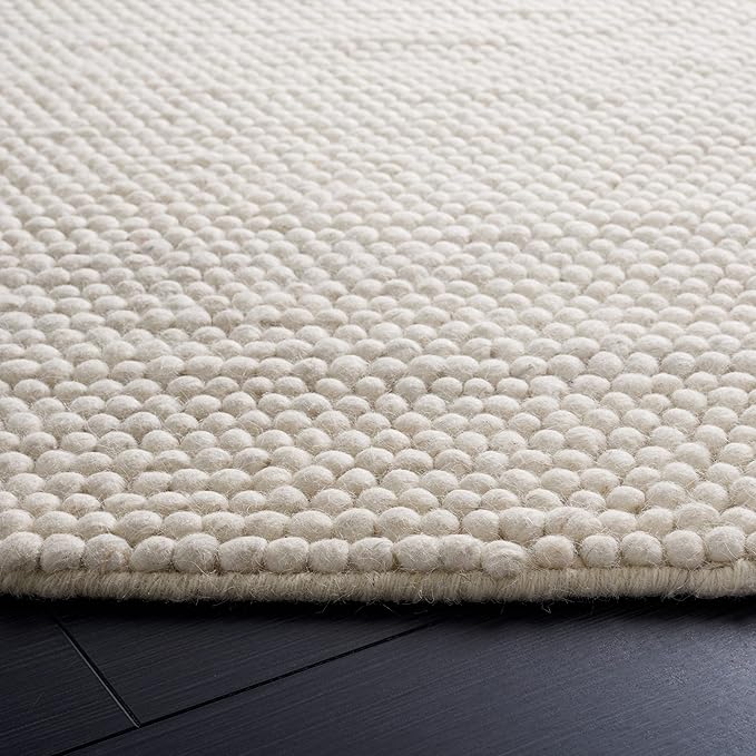 SAFAVIEH Natura Collection Area Rug - 3' Round, Ivory, Handmade Wool Blend, Textured Design, Ideal for Living Room, Bedroom, Dining Space (NAT620A)