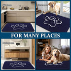 OLANLY Dog Door Mat for Muddy Paws 70x24, Paw Print Design, Absorbs Moisture and Dirt, Absorbent Non-Slip Washable Doormat, Quick Dry Chenille Mud Mat for Dogs, Entry Indoor Entryway Carpet, Navy Blue