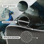 Peacock Rug 6x9-6x9 Rug, Peacock Couples Area Rugs for Bedroom, Nature Waterfall Rugs for Living Room, Animal Bird Washable Mat, Teal Turquoise Carpet - Peafowl Home Decor & Gifts