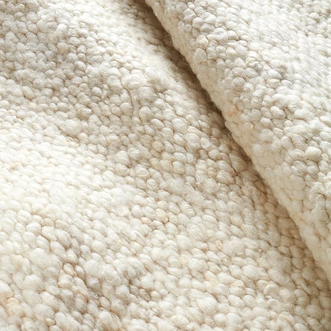 Dash & Albert Holmstead Ivory Handwoven Wool Rug, 5 X 8 Feet, Ivory Solid Pattern - Premium Luxury Hotel Quality Soft Breathable Hypoallergenic Machine Washable Easy Care All Season Comfortable