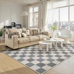 Machine Washable 5x7 Area Rugs for Living Room Checkered, Non Slip Soft Low Pile Geometric Modern Neutral Playroom Rugs for Bedroom Indoor, Large Carpet Rugs for Dining Room Kitchen(Grey, 5'x7')