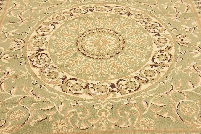 Unique Loom Versailles Collection Traditional Classic Medallion Floral Motif Area Rug (6' 0 x 6' 0 Square, Green/ Ivory)