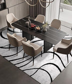 YIHOUSE Modern Area Rugs for Bedroom,5x7 Washable Black and White Rug, Thin Abstract Geometric Minimalist Striped Rug, Black Rugs for Bedroom,Kitchen,Dining Room Office
