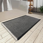 AMOAMI Upgraded Waffle Bath Mat, Super Absorbent Non Slip Bath Mats for Bathroom Floor, Machine Washable Bathroom Rugs with Tassels, Rubber Backed Bathroom Mats, Ultra Soft, 24" x 36",Black & Cream