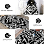 Area Rugs for Living Room 7x10, Moroccan Washable Low Pile Rug, Boho Neutral Farmhouse Ultra Soft Carpet for Bedroom Dining Room Home Decor, Geometric Print Tribal Carpets Black and White