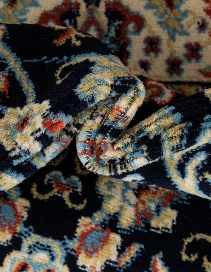 Unique Loom Sialk Hill Collection Area Rug - Washington (7' 10" x 10' Rectangle Navy Blue/Cream)