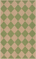 Lahome Green Checkered Easy Jute Rug, 3x5 Washable Outdoor Rug Neutral Rug for Entryway, Checkerboard Non Slip Non Shedding Floor Carpet for Living Room Front Door Porch
