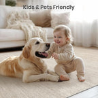 Valenrug Area Rugs 9x12 Living Room - Stain Resistant 9x12 Area Rugs for Living Room, Non Slip Backing Printed Rugs for Bedroom, Folable Machine Washable Rugs (9'x12', Beige)