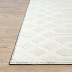 Abani Cozy Cream Area Rug for Living Room, Bedroom - Geometric Diamond Pattern - 6' x 9' - Durable & Easy to Clean