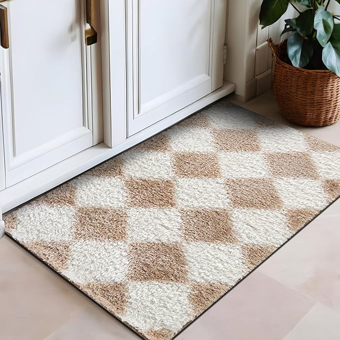 Rugshop Diamond Wave Shag Runner Rug Beige 2' 3" x 8' Perfect for Hallways, Kitchens, or Behind The Sofa