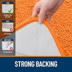 OLANLY Bathroom Rugs 44x24, Extra Soft Absorbent Chenille Bath Rugs, Rubber Backing Quick Dry, Machine Washable Bath Mats for Bathroom Floor, Tub and Shower, Home Decor Accessories, Orange