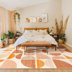 MUJOO 8x10 Area Rugs,Washable Rugs for Living Room Bedroom,Boho Large Throw Floor Carpet Non Slip Soft Modern Abstract Bohemian Orange