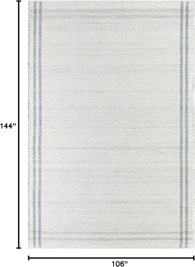 Mark&Day Wool Rugs, 9x12 Janmichael Solid and Border Gray/Ivory Area Rug, Grey Ivory Black Carpet for Living Room, Bedroom or Kitchen (8'10" x 12')