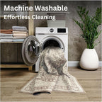 Bloom Rugs Washable Non-Slip 5' x 7' Rug - Light Brown Traditional Medallion Area Rug for Living Room, Bedroom, Dining Room, and Kitchen - Exact Size: 5' x 7'