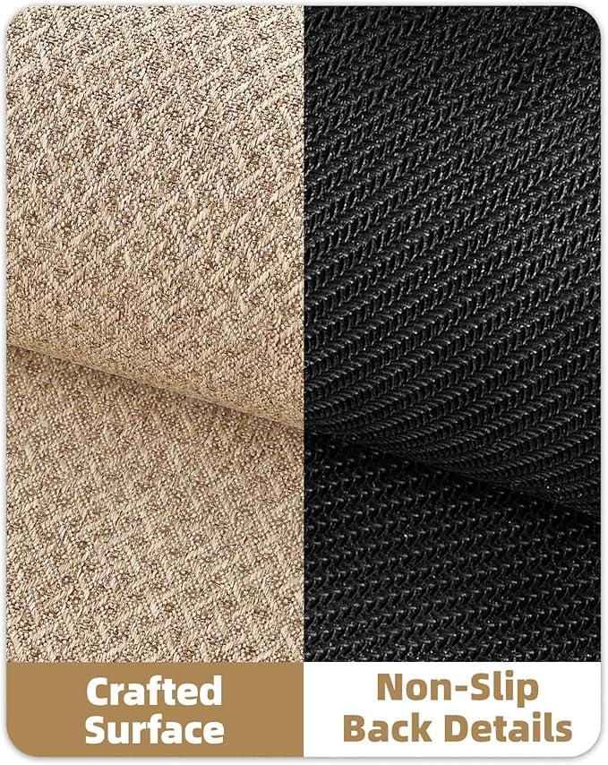 Color&Geometry Ultra Thin Indoor Door Mat Non Slip Rubber Backed Dirt Trapper 24"x36"(Rolled-up NO Creases), Rugs for Entryway, Front Door Mat Indoor Washable Low-Profile Entry Mat, Khaki