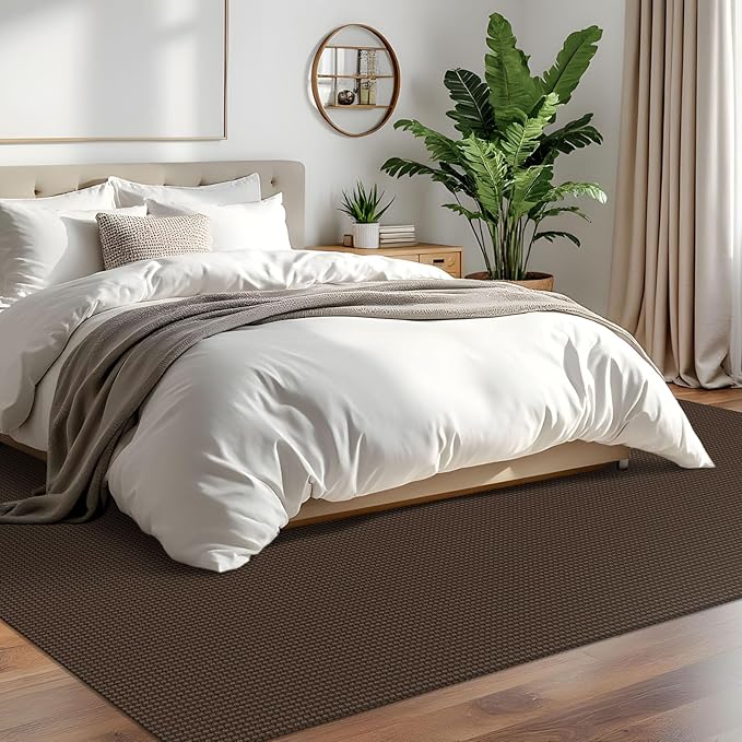 IOHOUZE Washable Area Rug 6x9 Non Slip Rubber Backed Rugs for Living Room, Dining Room Rugs Bedroom Rug, Woven Indoor Floor Carpet for Living Room Nursery Office, Brown