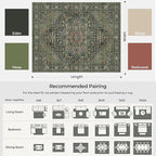 Kokia 8x10 Washable Area Rugs Dark Green with Vintage Orient Design Soft Rug for Living Room or Bedroom Non-Slip Low Pile Stain Resistance Features Distressed Medallion Pattern