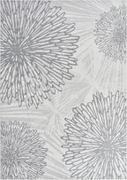 WITSHOCK 10x12 Washable Rug for Living Room,Modern Floral Distress Print Pattern Area Rugs,Stain Resistant with Non Slip Backing Carpet for Dining Room,Bedroom & Home Decor,Grey White