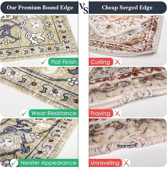 PURRUGS Vintage Farmhouse Boho Large Area Rug 8x10 ft, Non-Slip Machine Washable Rug, Accent Oriental Rug for Living Room, Dining Room, Bedroom, Entryway and Kitchen, Taupe/Vanilla