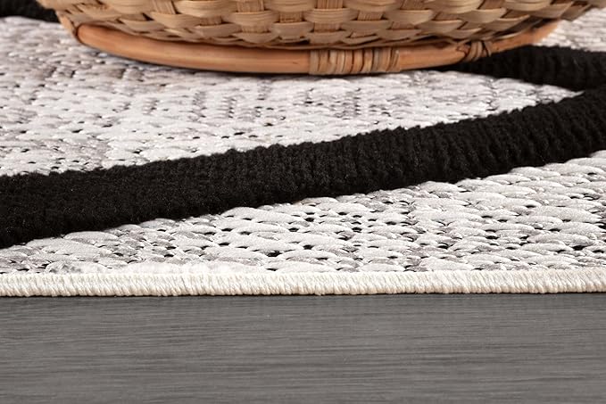 CAMILSON Modern Rug 10x14 Luxury Diamond Pattern Large Micro Loop Area Rugs Soft High-Low Pile Stain Resistant Easy to Clean Non-Shedding Durable Living Room Bedroom Indoor Carpet (Black/Gray)