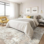 10x14Ft Area Rugs Living Room: Washable Large Abstract Modern Soft Rug Stain Resistant Indoor Floor Non Slip Accent Carpet for Bedroom Nursery Playroom Office Dining Room Dorm Home- Brown