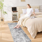 2X6 Washable Runner Rug for Hallway: Soft Neutral Modern Abstract Area Rug - Non-Slip Low Pile Long Throw Indoor Carpet for Kitchen Entryway Kitchen Bedroom Laundry Bathroom - Grey