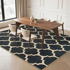 Lahome Moroccan Outdoor Rug 5x7, Easy Jute Black Washable Rugs for Patio Living Room, Geometric Trellis Woven Area Rug Non Slip for Backyard, Thin Non Shedding Farmhouse Carpet for Bedroom