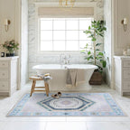 Fame Living Washable Area Rug. Modern Farmhouse. Vintage. Turkish. Bohemian. Distressed. Oriental. Traditional. Rugs for Living Room. Dining. Bedroom. Office. Entryway. Foyer. (856PBl, 9' x 12')