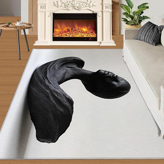 2x4 Sculpture Art Runner Rug for Hallway - 3D Portrait Kitchen Mat, Female Bust Kitchen Runner Rug Soft Non Slip Anti Fatigue for Laundry Room Indoor Hallways