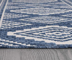 Beverly Rug Waikiki Boho Indoor Outdoor Rug 9x12, Washable Outside Carpet for Patio, Deck, Porch, Bohemian Area Rug, Farmhouse Rugs, Aztec Tribal Rug, Azure and White