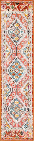 SAFAVIEH Madison Collection Runner Rug - 2'2" x 6', Rust & Pink, Boho Diamond Distressed Design, Non-Shedding & Easy Care, Ideal for High Traffic Areas in Living Room, Bedroom (MAD418Q)