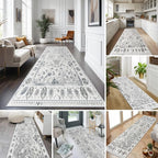 Kitchen Runner Rug 2.6x8 Washable Runner Rug Vintage Entryway Hallway Runner Rugs with Non Slip Rubber Backing Distressed Area Rug Runners Carpet for Farmhouse, Living Room, Bedroom, Laundry