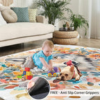2x4 Wolf Runner Rug for Hallway - Watercolor Florals Kitchen Mat, Animals Kitchen Runner Rug Soft Non Slip Anti Fatigue for Laundry Room Indoor Hallways