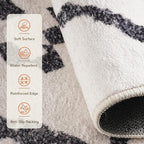 Area Rug 2x3 Rug Machine Washable Non-Slip Low Pile Print Pattern Western Rug for Living Room Bedroom Entryway Tribal Series -Navywhite/Black