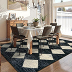 Lahome Machine Washable Area Rug 6x9, Soft Large Bedroom Rug Non Slip Living Room Rugs Dining Room Rugs for Under Table, Moroccan Trellis Printed Black and White Indoor Carpet for Den Dorm Playroom