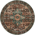 Moynesa Ultra-Thin Washable Round Rug - 4Ft Round Area Rugs for Bedroom Brown Bathroom Circle Mat, Non Slip Non Shedding Low Pile Indoor Floor Carpet for Living Room Coffee Table Kitchen, Brown