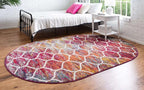 Rugs.com Lattice Frieze Collection Rug – 7' x 10' Oval Multi Medium Rug Perfect for Living Rooms, Large Dining Rooms, Open Floorplans