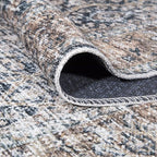 Bloom Rugs Caria Washable Non-Slip 10 ft Runner - Dark Blue/Tan Traditional Runner for Entryway, Hallway, Bathroom, and Kitchen - Exact Size: 2'6" x 10'
