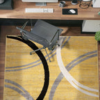 Rugshop Wavy Circles Design Area Rug, Non-Shedding Carpet for Entryway, Bedroom, or Office, Yellow, 3'3" x 5'
