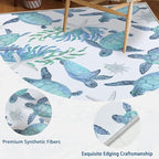 Tritard Coastal Sea Turtles Area Rugs Beach Themed Nautical Starfish Coral Accent Rugs Non-Slip Sea Marine Life Rugs Floor Carpet for Living Room Bedroom, Blue, 3x5 Feet