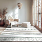 BESTSWEETIE 4x6 Area Rugs for Living Room Washable Moroccan Farmhouse Neutral Geometric Low Pile Non-Slip Soft Print Pattern Rug for Bedroom Kitchen Dining Room Entryway Green/Brown