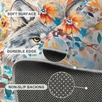 2x4 Wolf Runner Rug for Hallway - Watercolor Florals Kitchen Mat, Animals Kitchen Runner Rug Soft Non Slip Anti Fatigue for Laundry Room Indoor Hallways